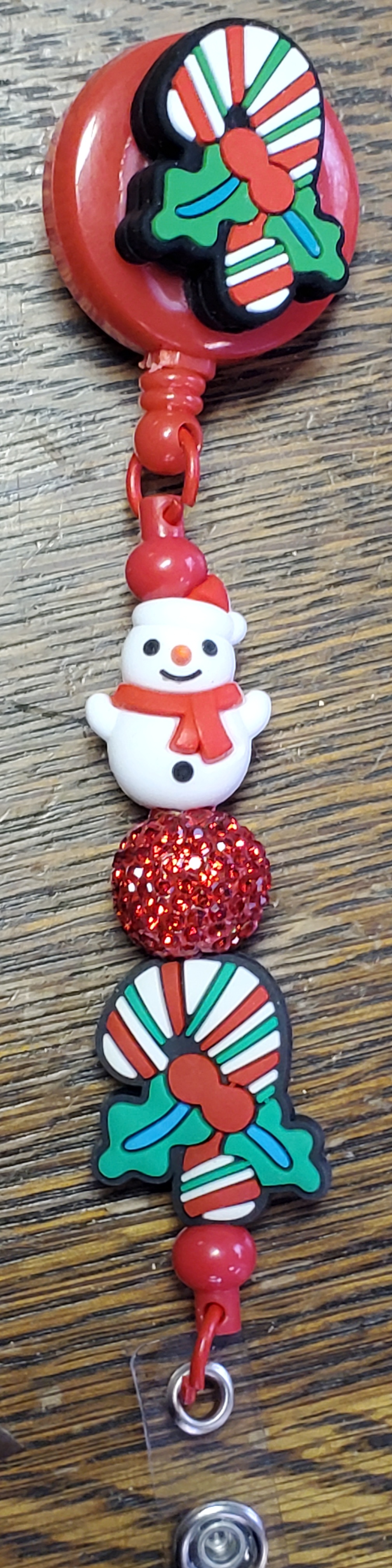 Christmas candy cane badge reel